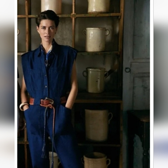 EUC BANANA REPUBLIC LINEN BLEND INDIGO UTILITY JUMPSUIT DARK INDIGO SZ XS - Picture 12 of 12